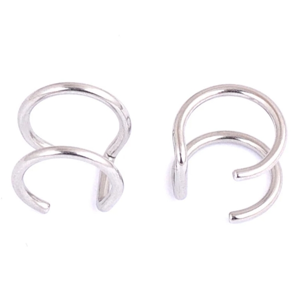 NEW Double Ear Cuff Faux piercing Cartilage Hoop - Picture 4 of 6